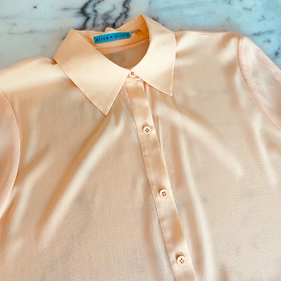 Alice + Olivia Silk Long Sleeve Blouse - Picture 7 of 15